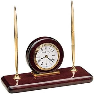 Howard Miller Rosewood Desk Set Table Clock 613-588 – Office Decor with Quartz, Alarm Movement