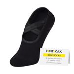 Mint & Oak Women Non-Slip Pilates Socks with Grips Ankle Length, Black Pack of 1 | Silicone Cotton Socks | Ideal For Yoga, Pilates, Gym, Workout, Barre, Aeriel | Cute Women's Gift | Free Size