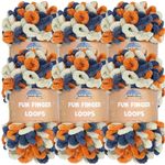 JubileeYarn Fun Finger Loops Yarn - Polyester Jumbo Weight Loop Yarn - 100g/Skein - Orange Navy Tan - 6 Skeins