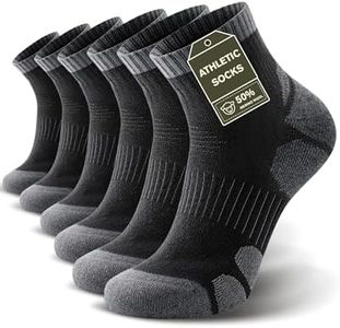 TANSTC Merino Wool Hiking Socks, Breathable Cushioned Running Camping Ankle Socks, Moisture Wicking Anti-Blister Compression Support for Men Women - 3 Pairs