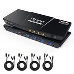 TESmart KVM Switch 4 Port HDMI, USB 3.0 KVM Support UHD 4K 60Hz, EDID, Hotkey, Button Switching, Audio Out, PC Switcher Box for 4 Computers Shared 1 HD Monitor, Keyboard and Mouse, and with Cables