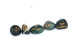 Jet International Women's Bloodstone 5 Element Tumbled Stones Thick Genuine Earth Wiccan Pagan Pouch Gift Air Water Earth Fire Spirit Pentacle Star Spiritual Psychic Metaphysical Worship Altar