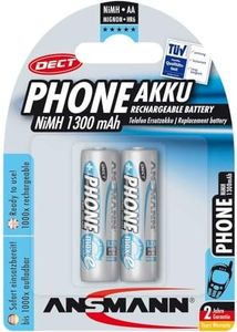 ANSMANN MaxE Mignon AA batteria ricaricabile 1300mAh DECT Phone-Akku pre-carica della batteria - batteria per i telefoni cordless (1x confezione da due) - MaxE