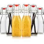 Mockery 250ML Swing Top Bottles Glass Beer Bottle Set of 6 Easy Cap Clear Bottles with Stoppers, Flip Top Glass Bottles to Store Home Brews, Oils, Vinaigrettes, Wines, Beer, Teas