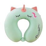 DC DECORIO- A UNIQUE PRODUCT RANGE Kids Travel Pillow, Unicorn Fiber With, U-Shaped Airplane Car Flight Head Neck Support Pillow For Adults Toddler Children, Boys, Girls (Green)