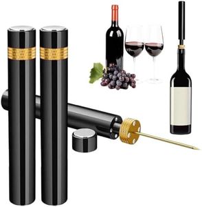 Air Pump Wine Bottle Opener, Air Pressure Pump Wine Bottle Opener with 4 Silicone Wine Stopper, Needle Type Wines Cork Opener Travel Portable Pocket Corkscrew Bottles Opener for Party (Gold*2)