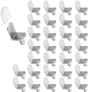 50 Pcs Shelf Support Pegs, 1/4 Inch Metal Shelf Pins for Wood Shelves Adjustable Shelf Brackets L-Shaped Clips with Silicone Sleeve for Kitchen Bookcase Cabinet Furniture Support