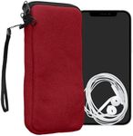 kwmobile Canvas Phone Pouch XXL - 7" - Universal Cell Sleeve Mobile Bag with Zipper and Soft Microfibre Lining - Tawny Red