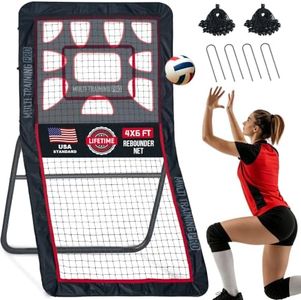 Heavy-Duty Lacrosse Rebounder for Backyard 4x6 ft Volleyball Rebounder Net Bounce Back with Adjustable Angles for Lacrosse Volleyball Baseball Soccer Includes Removable Target Net (Red)
