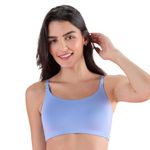 NYKD Easy Breezy Slip-On Bra Everyday T-Shirt Bra for Women, Wireless, Full Coverage, Non Padded-NYB165, Blue, M