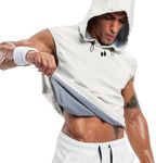 HOTSUIT Sauna Shirt for Men Anti-Rip Men's Heat Trapping Pullover Vest Hoodies Tank Top for Boxing Exercise，White, 5XL