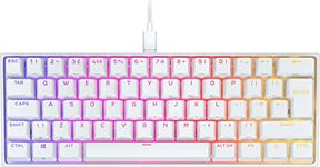 CORSAIR K65 RGB MINI 60% Mechanical Wired Gaming Keyboard – CHERRY MX RED Linear Switches – PBT Double-Shot Keycaps – iCUE Compatible – QWERTY UK – PC, Mac, Xbox – White