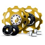 Impalapro Bike Set of 2 11T Jockey Wheel - Pulley Wheel for Derailleurs for Bikes Ultralight and Durable with Ceramic Bearing for MTB or Road Bike - Derailleur Pulley - Shimano Derailleur (Gold)