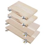 YINETTECH 4x Hamster Chinchilla Wood Springboards Wooden Rectangle Pet Stand Board Platform with Screw Nut Washer for Small Animal Pet Toy