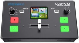 FEELWORLD LIVEPRO L1 V1 Multi Camera Video Mixer Switcher 2 Inch LCD Display 4 x HDMI Inputs USB 3.0 Output Format Real Time Production Live Streaming Lightweight