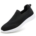 Trainers for Women Slip On Shoes Ladies Arch Support Memory Foam Plantar Fasciitis Orthopedic Shoes Breathable Comfort Work Shoes Gym Walking Sneaker Black White UK 6