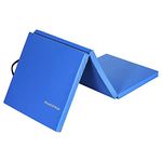 BalanceFrom Three Fold Folding Exercise Mat with Carrying Handles for MMA, Gymnastics and Home Gym Protective Flooring, 2-Inch Thick, Blue