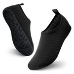 JOTO Water Shoes for Women Men Kids, Barefoot Quick-Dry Aqua Water Socks Slip-on Swim Beach Shoes for Snorkeling Surfing Kayaking Beach Walking Yoga -Black