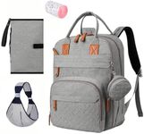 LIWEGHT Diaper Bag Backpack Large Baby Bag with Changing Pad Pacifier Case & Stroller Straps Travel Diaper Bags for Mom Dad Multifunction Waterproof Grey