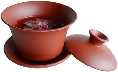 YXHUPOT Gaiwan - Tazón de té Kungfu de arcilla Zisha, taza de 130 ml, platillos Sancai con bandeja de tapa (rojo)