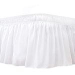 Biscaynebay Wrap Around Bed Skirts for Queen Beds 17" Drop, White Adjustable Elastic Dust Ruffles Easy Fit Wrinkle & Fade Resistant Silky Luxurious Fabric Solid Machine Washable