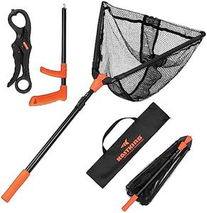 KastKing Pontus Fish Landing Net Combo, Foldable, Extendable, Lightweight & Strong Fish Landing Net with with Built in Length Scale, Fish Lip Gripper and Hook Remover, Fishing Gifts for Men