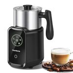 Homtone 5-in-1 Detachable Electric Milk Frother, 600ml Induction Milk Frother with Smart Touch Screen, Stainless Steel Milk Steamer for Hot Chocolate, Hot & Cold Foam, Warm Milk, Large Capacity, Black