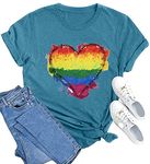 MEESHEEP Womens Pride Shirts LGBT Tshirt Gay Pride Short Sleeve Rainbow Heart Graphic Tee Tops