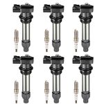 BDFHYK Ignition Coil Pack and Iridium Spark Plugs Compatible with Chevrolet Buick Cadillac GMC Saturn 3.6L and CTS 2.4L 3.0L 3.6L l4 V6 UF-569 41-109, Sets of 6