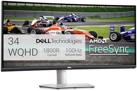 Dell S3422DW 34 Inch WQHD (3440x1440) 21:9 1800R Curved Monitor, 100Hz, VA, 4ms, AMD Radeon FreeSync, Built-in Speakers, DisplayPort, 2x HDMI, 3x USB, 3 Year Warranty, Silver