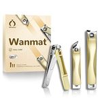 Wanmat Nail Clippers Set - 3 Pack Stainless Steel, Professional Fingernail & Toenail Clippers for Thick Nails Nail Clipper (Golden)