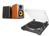 Audio-Technica AT-LP60XBT Bluetooth Transmit Turntable and Edifier R1010BT Active Bluetooth Speaker Package Exclusive Set by Digitalis Audio (Bluetooth Maple Speakers) AT-LP60