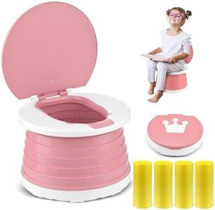 Portable Potty for Toddler Travel Foldable Potty Seat for Toddler Training Toilet for Kids Boys Girls Car Potty On The Go Potty Travel Potty Chair for Camping Park Indoor/Outdoor -15PCS Cleaning Bags
