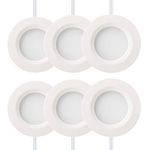 GETINLIGHT 2.75" Wide 3000K Dimmable LED Puck Lights Kit, Plug-in Installation with recessed or Surface Mounted, White Finished, Set of 6, IN-0102-6-WH