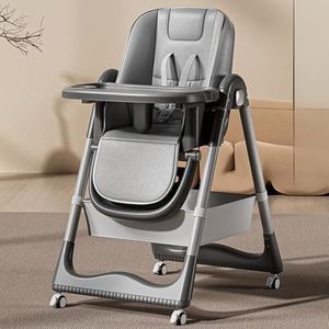 HACFUN 4 in 1 Baby High Chair for Dining & Feeding – Adjustable Toddler Highchair with 4 Wheels, Foldable & Portable Design, BPA-Free Tray, Safe 5-Point Harness, Suitable for 6 Months to 6 Years
