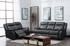 SC Furniture Ltd Grey High Grade Leather Gel Reclining 3 Seater Sofa + 2 Seater Recliner Sofa Suite NEWBURY