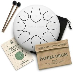 Panda Drum Mini (White) for Kids 1-4 Years Old | Steel Tongue Drum with Music Book, Mallets, Bag & Finger Picks | Hand Pan for Inside & Outside | Sound Healing Instruments | 6 Inch, 432 Hz