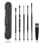 6 Pcs Ear Wax Removal kit,316L Stainless Steel Earwax Remover Tool,Professional Ear Cleaner Set with Cleaning Brush and Storage Box for Children and Adult (Black)