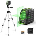Huepar Laser Level with Tripod, 150Ft Self Leveling Green Cross Line Laser for Picture Hanging, Tile, Construction Project - Pulse Mode (25.6 in Tripod)
