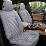 AOOG Leather Car Seat Covers, Leatherette Automotive Seat Covers for Cars SUV Pick-up Truck, Non-Slip Vehicle Car Seat Covers Universal Fit Set for Auto Interior Accessories, Front Pair, Gray