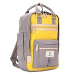 SEVENTEEN LONDON – Modern Urban Unisex Grey & Yellow 'Wimbledon' Backpack in a Classic Slim Simple Design – Fits Laptop up to 13”