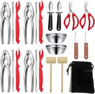 Luvan strumenti e cracker granchi 23pcs,4 cracker zampe granchio,forchette granchi,sgusciatori aragoste,2 forbici frutti mare,coltelli ostriche,utensili gamberi,mazze granchi,tazze salse e 1 sacchetto