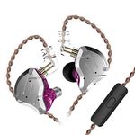 CCA KZ ZS10 Pro 4BA+1DD Bass Drive In-Ear Headphones, HIFI Stereo Earbud Sweatproof Sports Headphones,Noise-Isolating Monitors for Musicians DJ Headphone,2 Pin Detachable Cable(with mic, Purple)