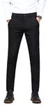 Plaid&Plain Men's Slim Fit Dress Pants Tapered Skinny Dress Pants 7603Black(New) 34X30