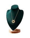 TINGSING Velvet Necklace Display Stand Jewelry Bust Display Stands with Wood Base Mannequin Necklace Pendant Chain Holder Organizer for Jewelry Showcase, Boutiques, Trade Show, Medium, Green