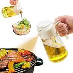 Oil Sprayer for Cooking, 2 in 1 Olive Oil Dispenser Bottle for Kitchen, 17oz/500ml Premium Glass Oil Bottle, Food-grade Oil Mister for Air Fryer, Salad, Frying, BBQ