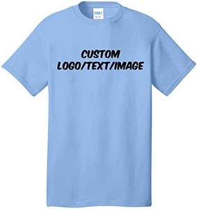 INK STITCH Unisex PC54 Custom Design Your Own Cotton Short Sleeve Tshirts - Light Blue (3XL)