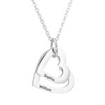 Personalized Multi Heart Necklace with Engrave 2, 3 or 4 Names on Heart Shaped Pendant, Made in the UK Gift for Her Mum Family Member Gift Box