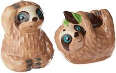 Boston Warehouse Slow Sloth Ceramic Salt & Pepper Salt and Pepper Shakers, 2 Count (Pack of 1), Brown