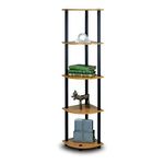 Furinno Turn-N-Tube 5 Tier Corner Display Rack Multipurpose Shelving Unit, Light Cherry/Black